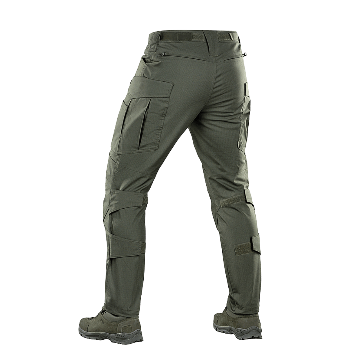 M-tac taktiset housut Conquistador Gen. I Flex vihreänä polycotton Rip-stop Flex -materiaalista retkeilyyn ja ulkoaktiviteetteihin.