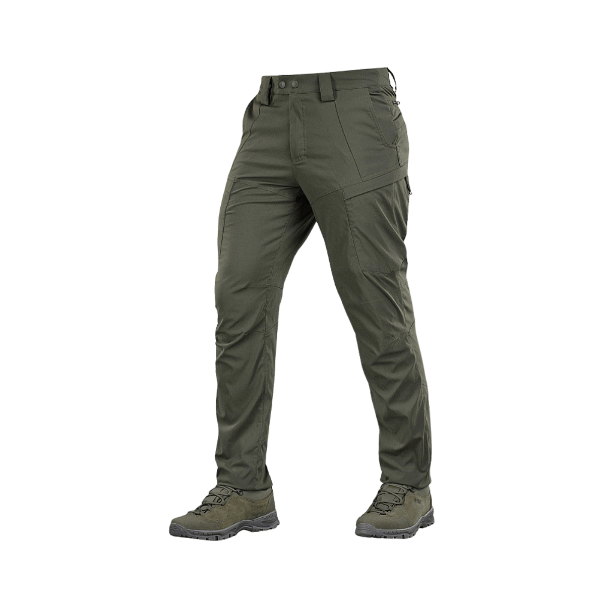 M-Tac housut Sahara Flex Light vihreänä, kevyet taktiset housut hyvällä ilmanvaihdolla ja joustavuudella, ihanteelliset kesäkäyttöön.