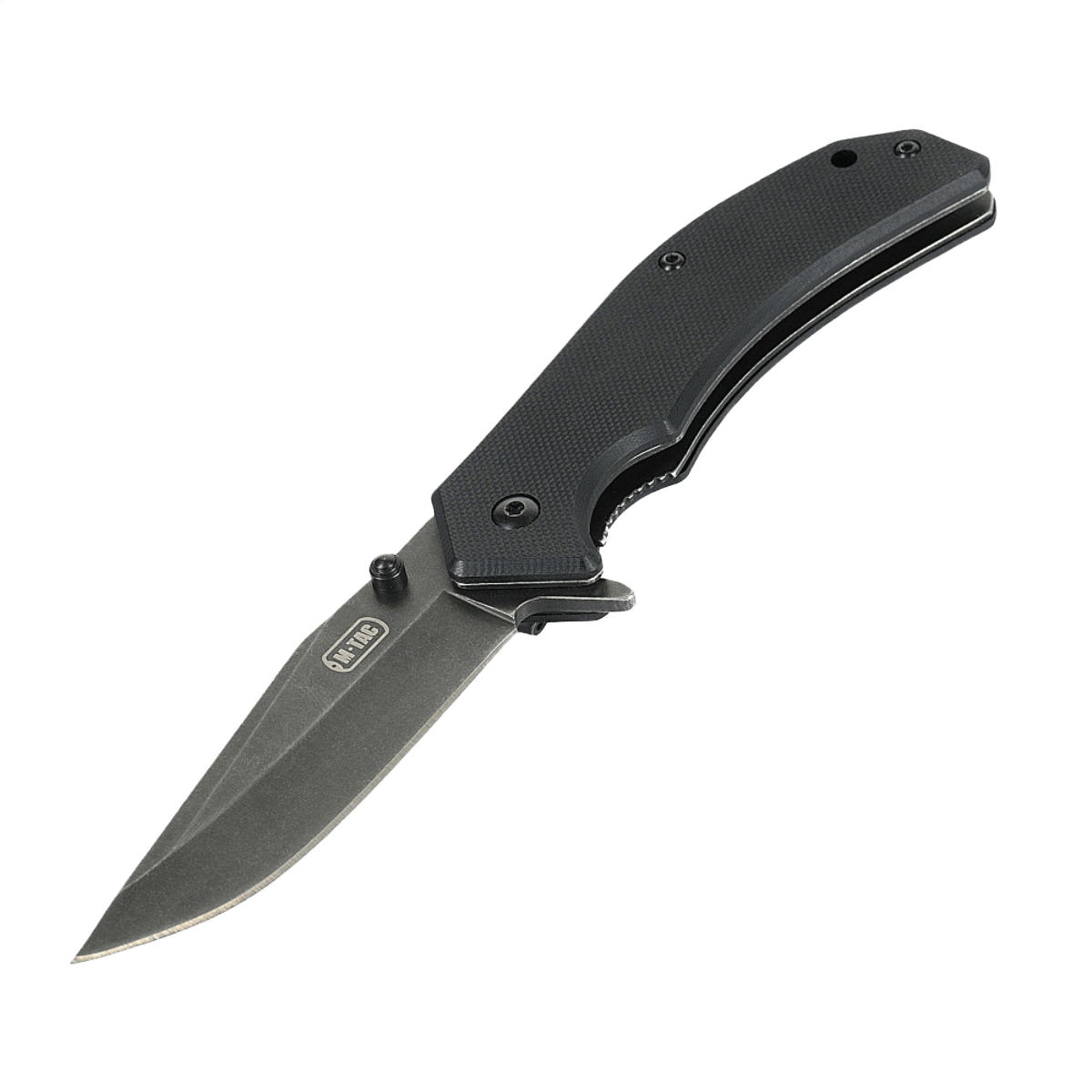 M-Tac Outdoor & Militær taittoveitsi - Type 8, Clip Point -terä, musta kahva, 5Cr15MoV kromiruostumaton teräs.