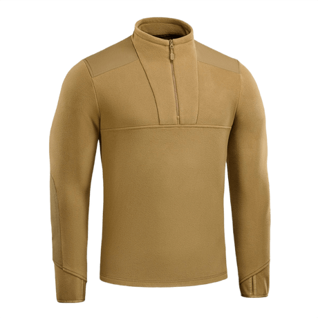 M-Tac Centurion mikrofleecejakku beige, suunniteltu lämpöön ja mukavuuteen, YKK-vetoketju ja sormilenkit termoalusvaatteille.