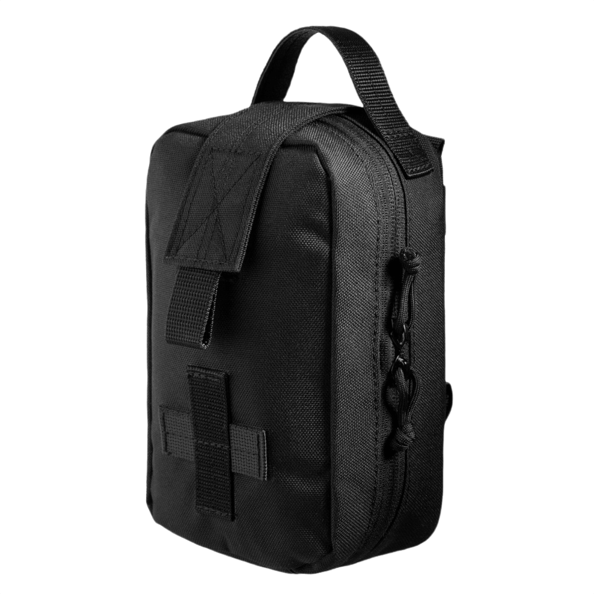 M-Tac Medical Pouch Rip Off mustana, suunniteltu ensiapupakkauksen säilytykseen, yhteensopiva MOLLE Velcro -paneelien kanssa.