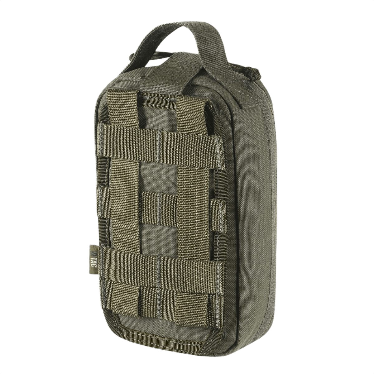 M-Tac Medical Pouch Rip Off kiinnitetty MOLLE Velcro -paneeleihin ensiapupakkauksen säilytystä varten.