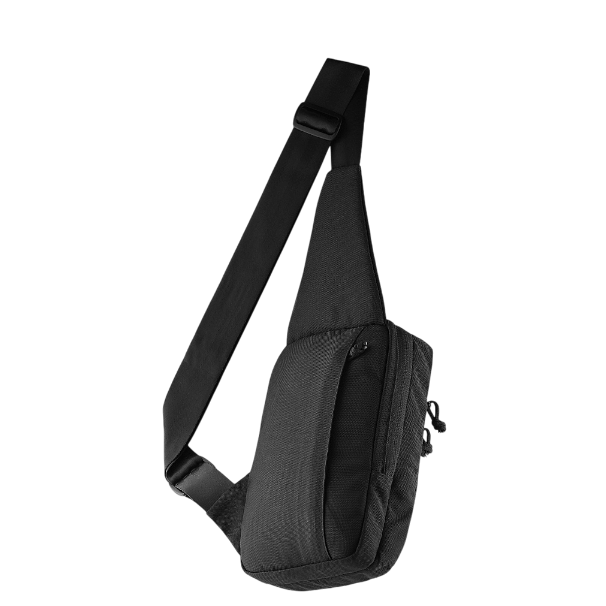 M-Tac Carry Sling Taske Elite Gen.IV, musta nylon, Velcro, säädettävä remmi ja sisäinen universaali Velcro-kotelo, galleria, positio 1