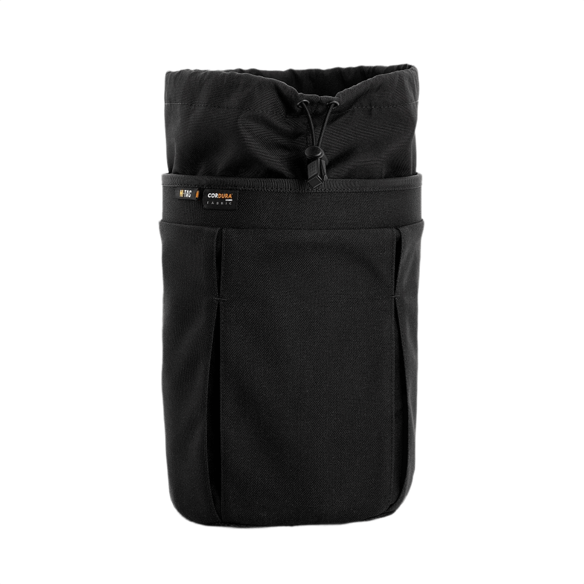 M-Tac Mag Drop Pouch Elite MOLLE-kiinnityksellä, sopii nopeaan lippaiden vaihtoon ja varusteiden kiinnittämiseen, edestä nähtynä, musta.