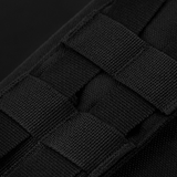 Lähikuva M-Tac Medical Pouch Elite Rip Off -pussin mustista joustohihnoista ensiapuvälineille.