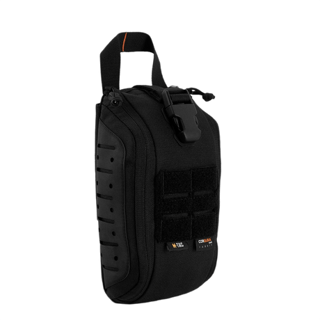 M-Tac Medical Pouch Elite Rip Off musta taktinen ensiapupussi, joka avautuu nopeasti hätätilanteissa.