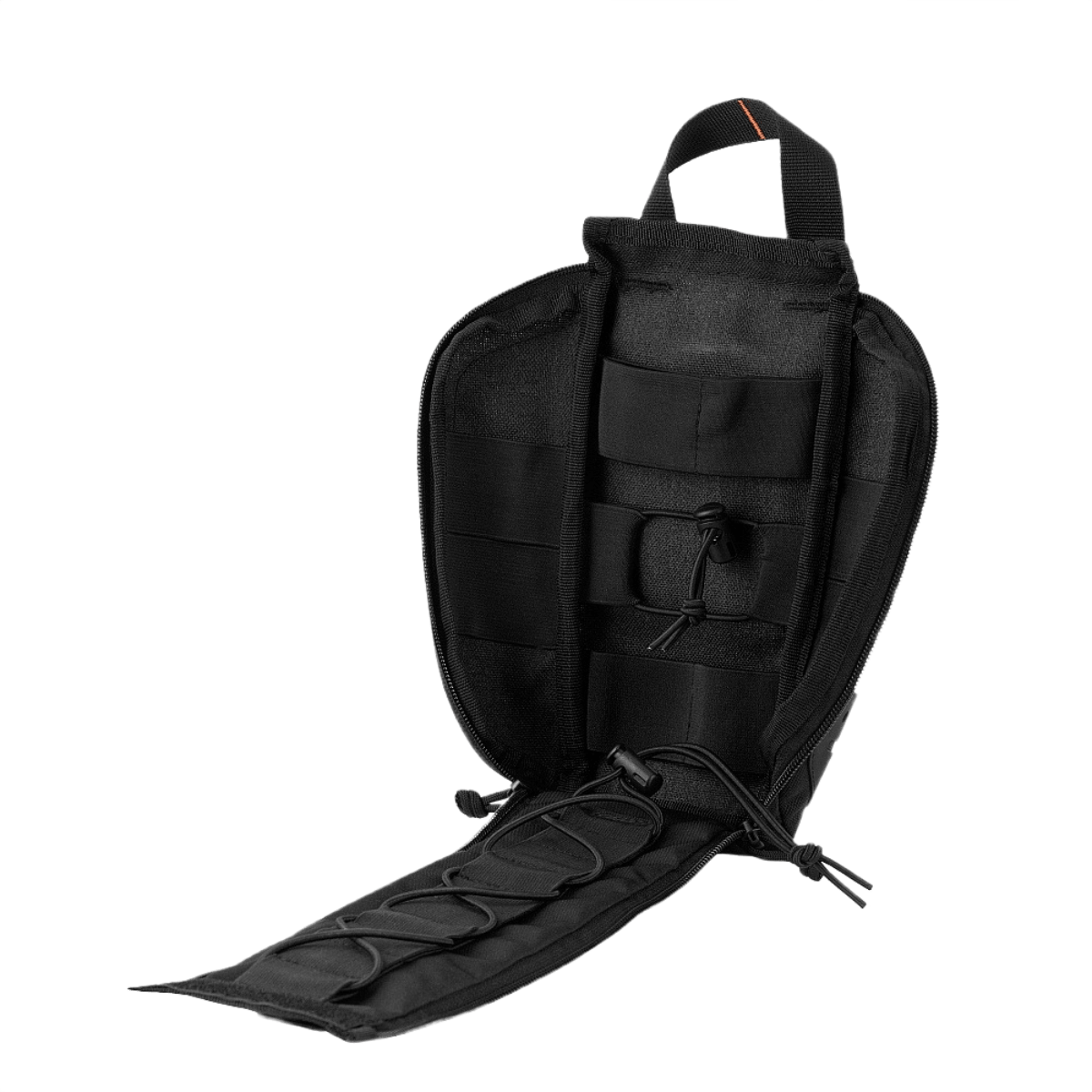 M-Tac Medical Pouch Elite Rip Off, taktinen ensiapupussi avattuna helppoon pääsyyn sisältöön, suunniteltu nopeisiin hätätilanteisiin.