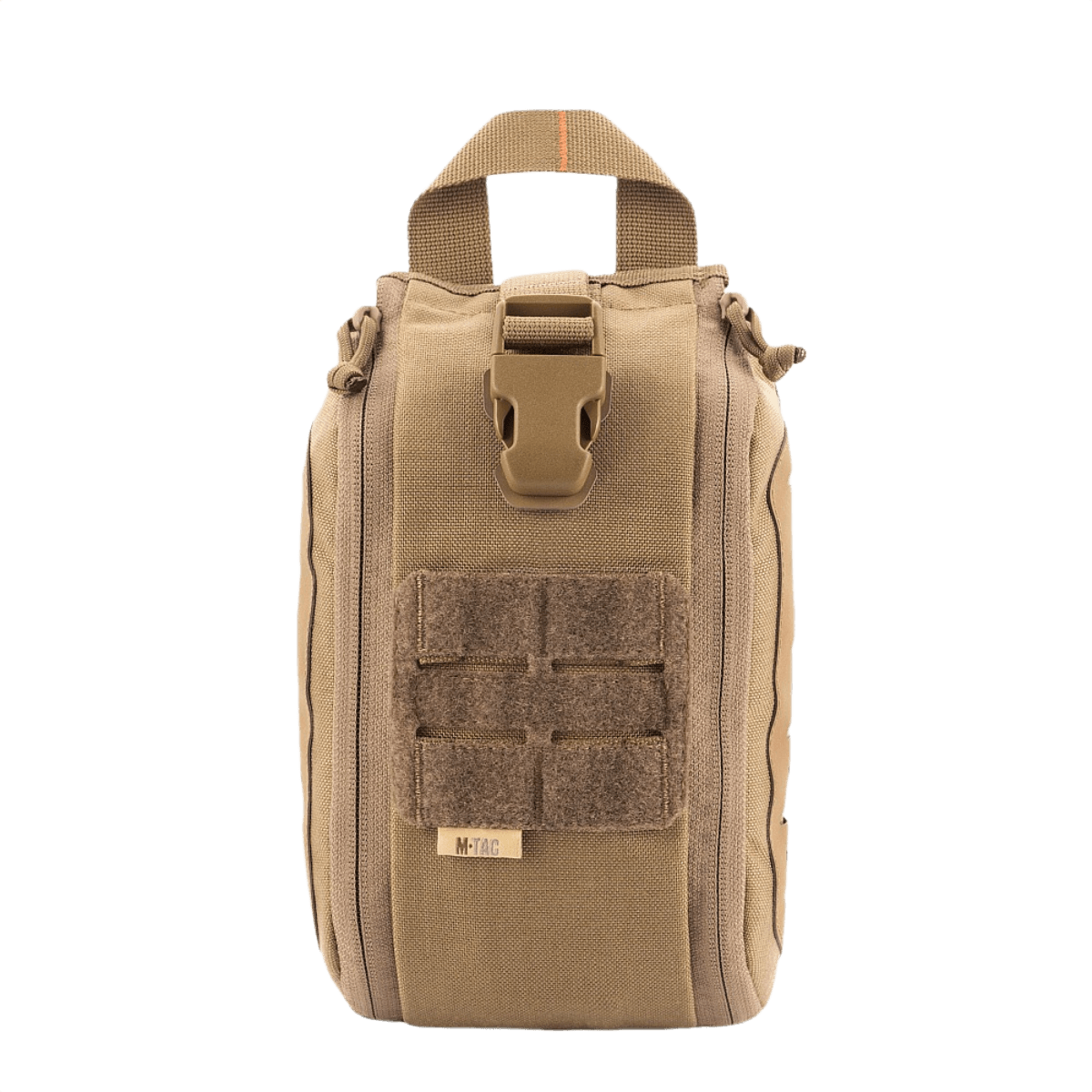 M-Tac Medical Pouch Elite Rip Off beige, kahvalla ja taktisesti muotoiltu ensiapupussi nopeaan pääsyyn.