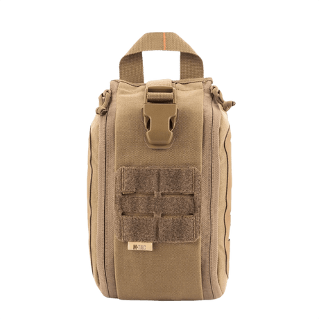 M-Tac Medical Pouch Elite Rip Off beige, kahvalla ja taktisesti muotoiltu ensiapupussi nopeaan pääsyyn.