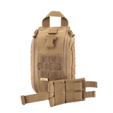 M-Tac Medical Pouch Elite Rip Off hiekansävyinen taktinen ensiapupussi kantohihnalla ja tarrakiinnityksellä nopeaan pääsyyn.