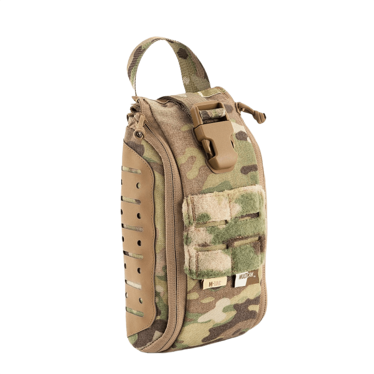 M-Tac Medical Pouch Elite Rip Off maastokuvioitu, taktinen ensiapupussi nopealla pääsyllä ja joustavilla hihnoilla.