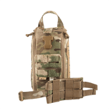 M-Tac Medical Pouch Elite Rip Off maastokuvioitu, sisältö selkeästi järjestetty nopeaa pääsyä varten hätätilanteissa.