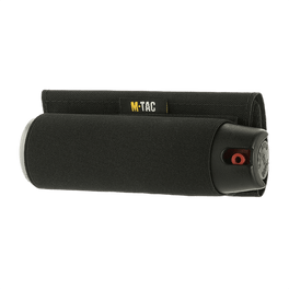 M-Tac Pepperspray-holder Gen.II mustana, joustava malli nopeaan ja helppoon pääsyyn itsepuolustussumutteeseen.