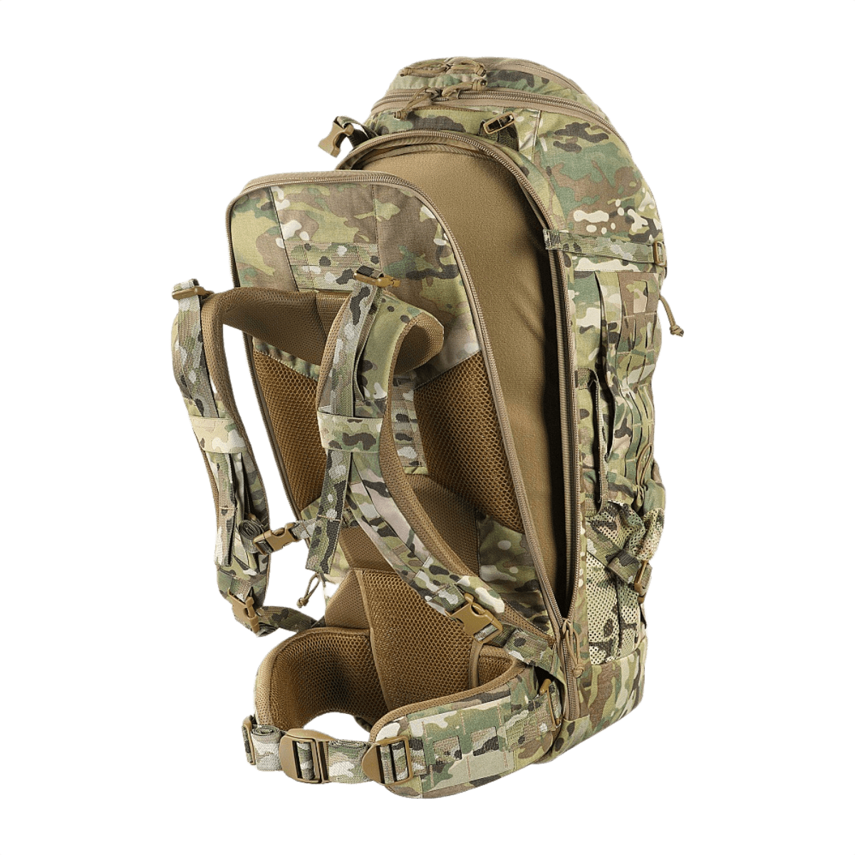 M-Tac Rygsæk Large Gen.III Elite camouflagedesignilla, valmistettu kestävästä Cordura-materiaalista, ihanteellinen taktiseen käyttöön ja kuljetukseen.