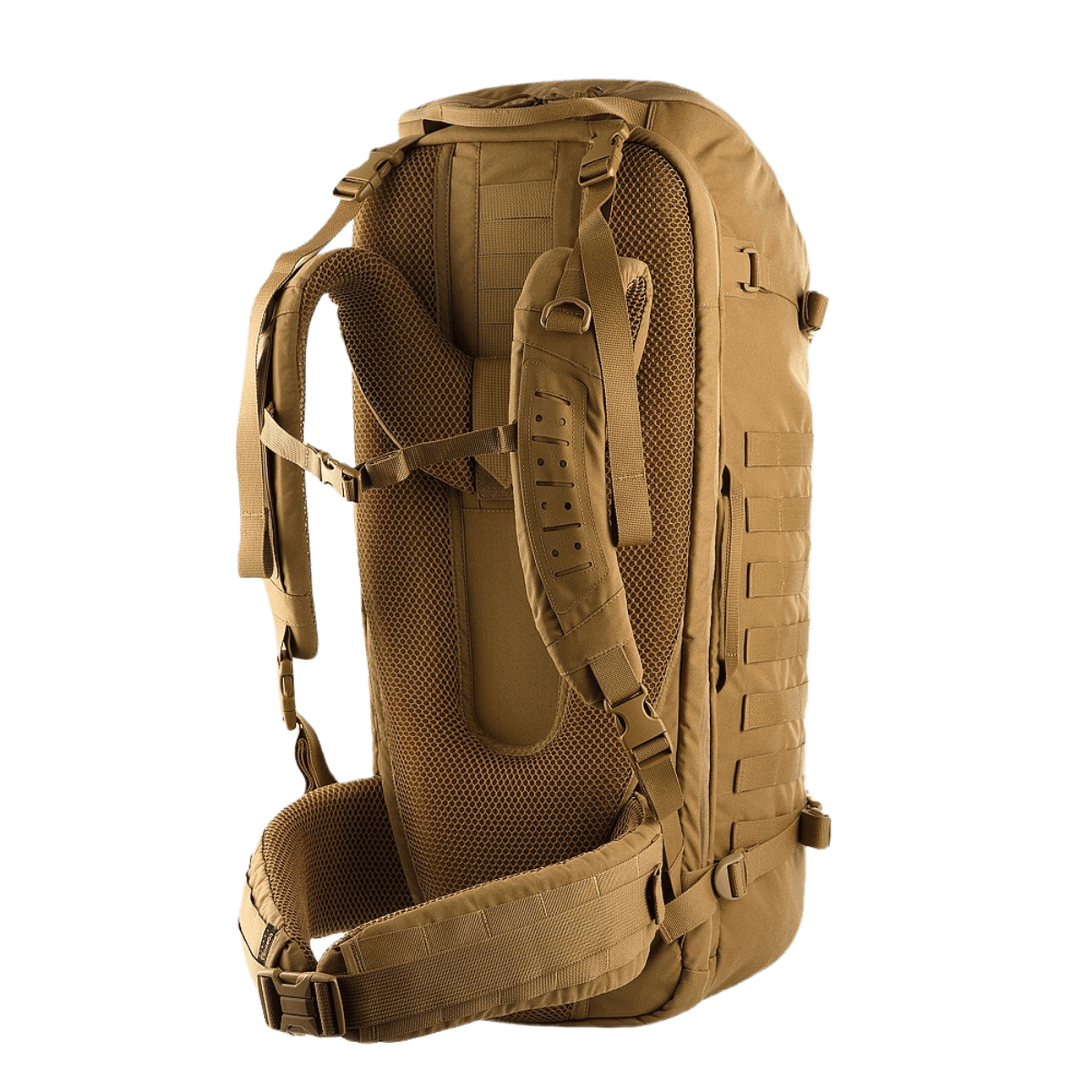 M-Tac Rygsæk Gen.II Elite Large, ruskea, ergonominen muotoilu ja kestävät materiaalit, sopii aseiden kuljetukseen.
