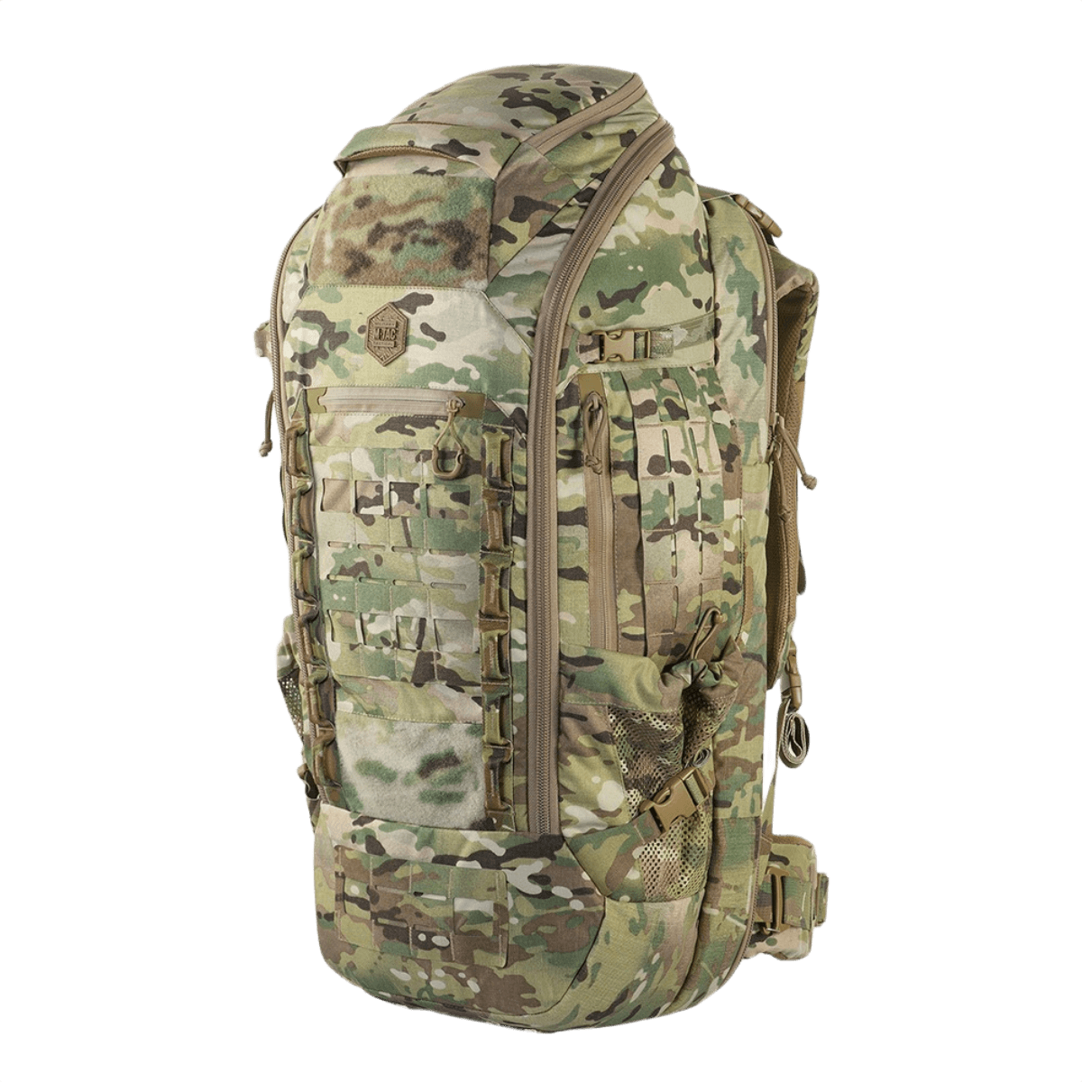 M-Tac Rygsæk Large Gen.IV Elite, camokuvio, ulkoiluseikkailuihin ja varusteiden sekä aseiden kuljetukseen, valmistettu kestävästä Cordura-materiaalista.