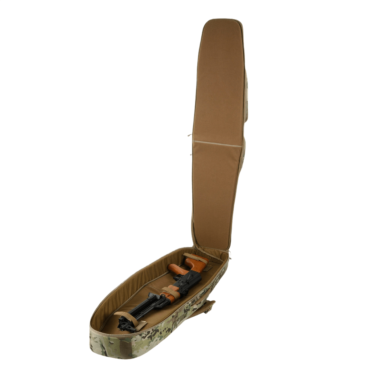 M-Tac Gun Backpack Case 125 cm Gen.II Elite avattuna ase sisällä