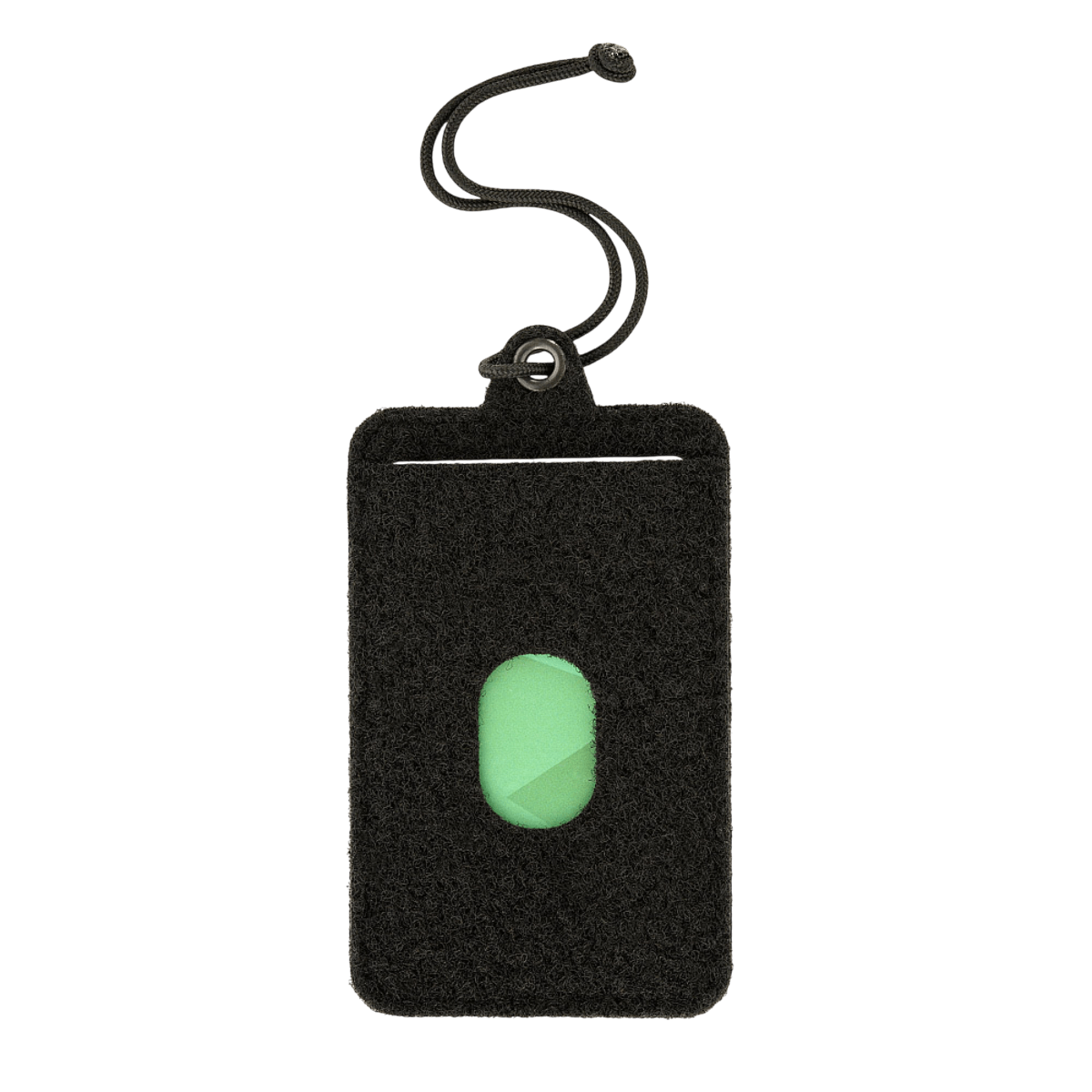 M-Tac Badge Holder – henkilökortti ja patch Velcrolla ja muovipohjalla, sisältää paracord-riipukkeen, edestä nähtynä henkilökorttitasku.