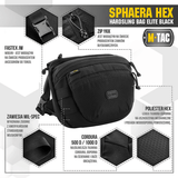 M-Tac Sphaera Hex Hardsling Bag mustana, modulaarinen järjestelmä ja piilotettu aseenkotelo, Cordura/Hex-polyester, vetoketjut ja fastex-soljet.