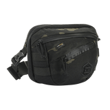 M-Tac Sphaera Hex Hardsling Taske Gen.II Elite mustana, säädettävällä olkahihnalla ja vetoketjullisella tilalla, valmistettu Cordura/Hex-polyesteristä.