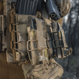 M-Tac Pistol Mag Pouch Gen.3 Cordura 500D:stä MOLLE-kiinnityksellä ja elastilla säätöön, lipaskiinnitys metsäympäristössä.
