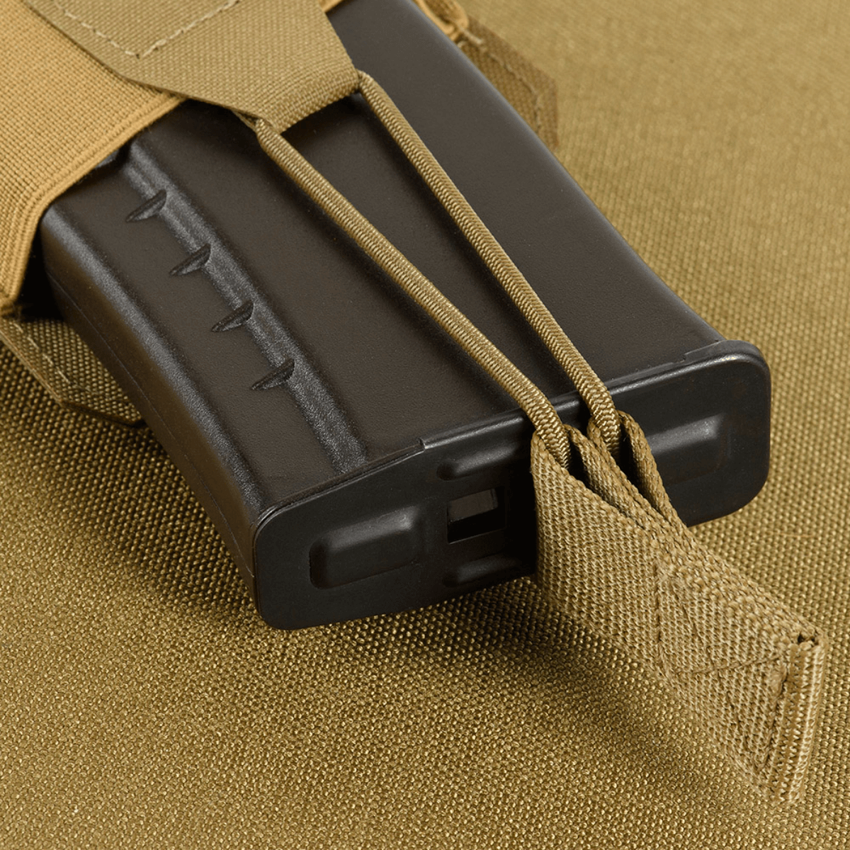 M‑Tac Elastinen Single Magazine Pouch Elite AK/AR-lipalle, valmistettu Cordura 500D:stä, elastinen nauha ja MOLLE-kiinnitys