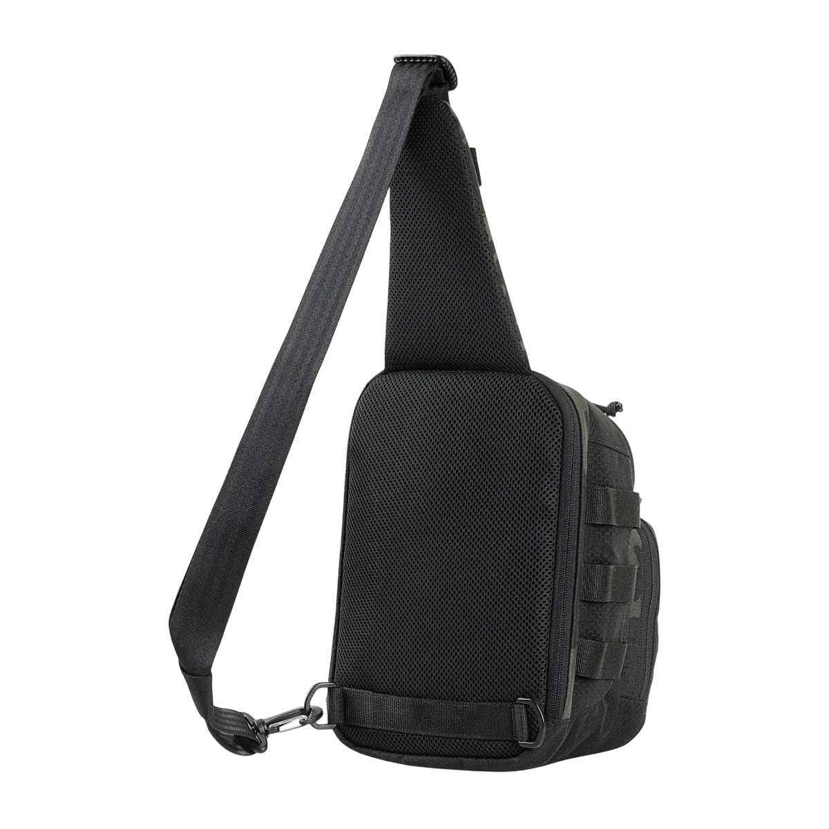 M-Tac Cross Bag Elite Hex - Kompakti musta sling-laukku päivittäiseen ja taktiseen käyttöön, 5 l, Cordura 500 -materiaali.