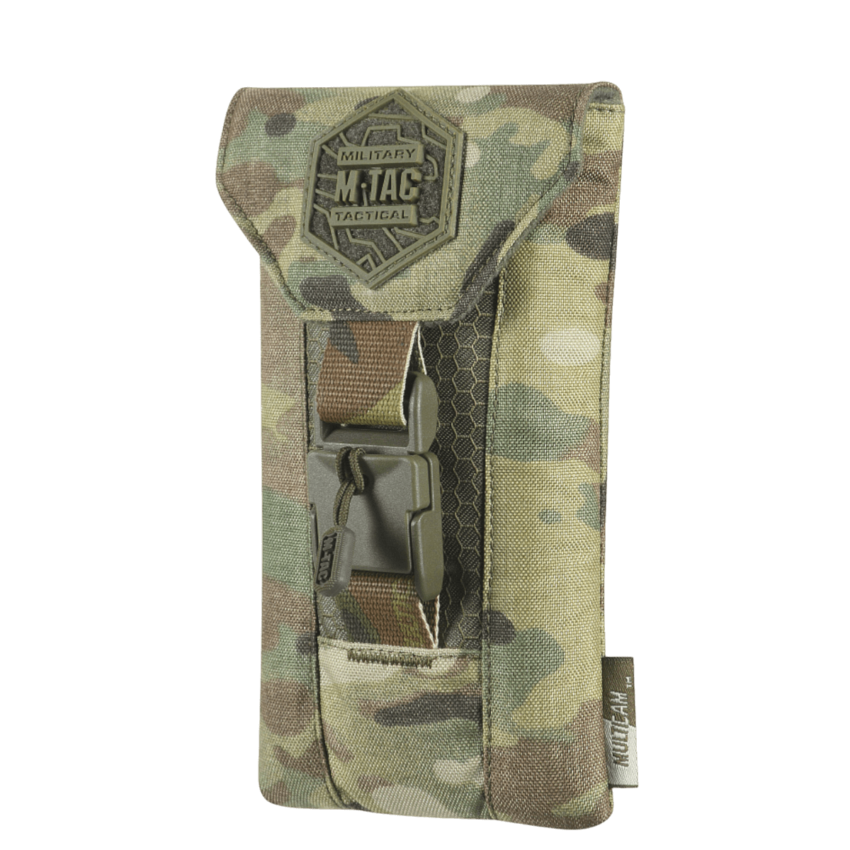 M-Tac Smartphone Lomme Elite Large Hex maastokuvioisena turvalliseen säilytykseen, valmistettu kulutusta kestävästä CORDURA HEX -materiaalista WJ-magneettisoljella.