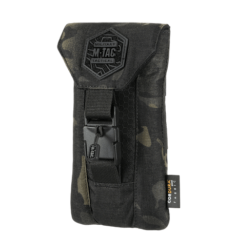 M-Tac Smartphone Lomme Elite Large Hex mustana Cordura-materiaalista magneettisoljella, sopii älypuhelimille jopa 6,5 tuumaa.