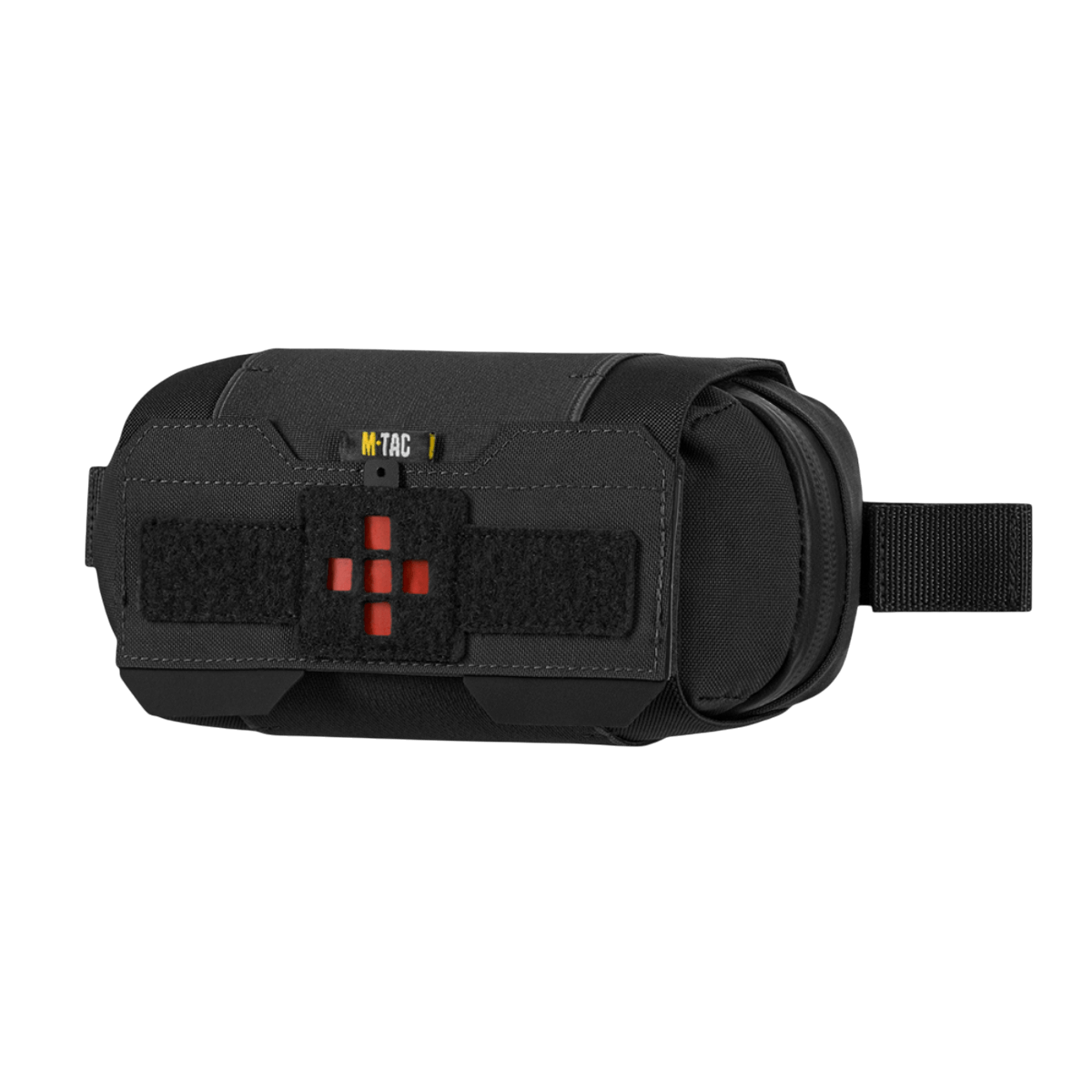 M‑Tac Horizontal Medical Pouch Elite musta, organizer IFAK:lle ja paracord-lenkillä, valmistettu Cordura 500D -materiaalista.
