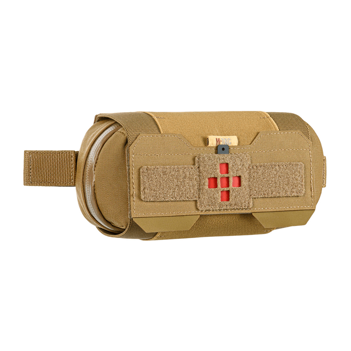 M‑Tac Horizontal Medical Pouch Elite Cordura 500D -materiaalista, YKK AquaGuard -vetoketju ja sisäänrakennettu IFAK-järjestäjä.