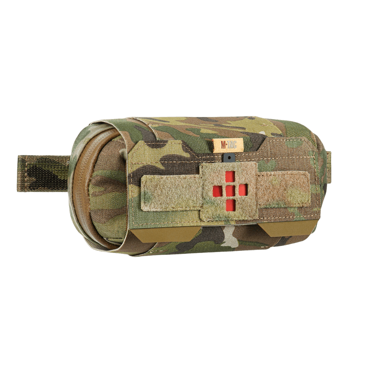 M‑Tac Horizontal Medical Pouch Elite maastokuvioisena, kestävä kenttäensiapupakkaus vesitiiviillä vetoketjulla ja sisäjärjestäjällä.
