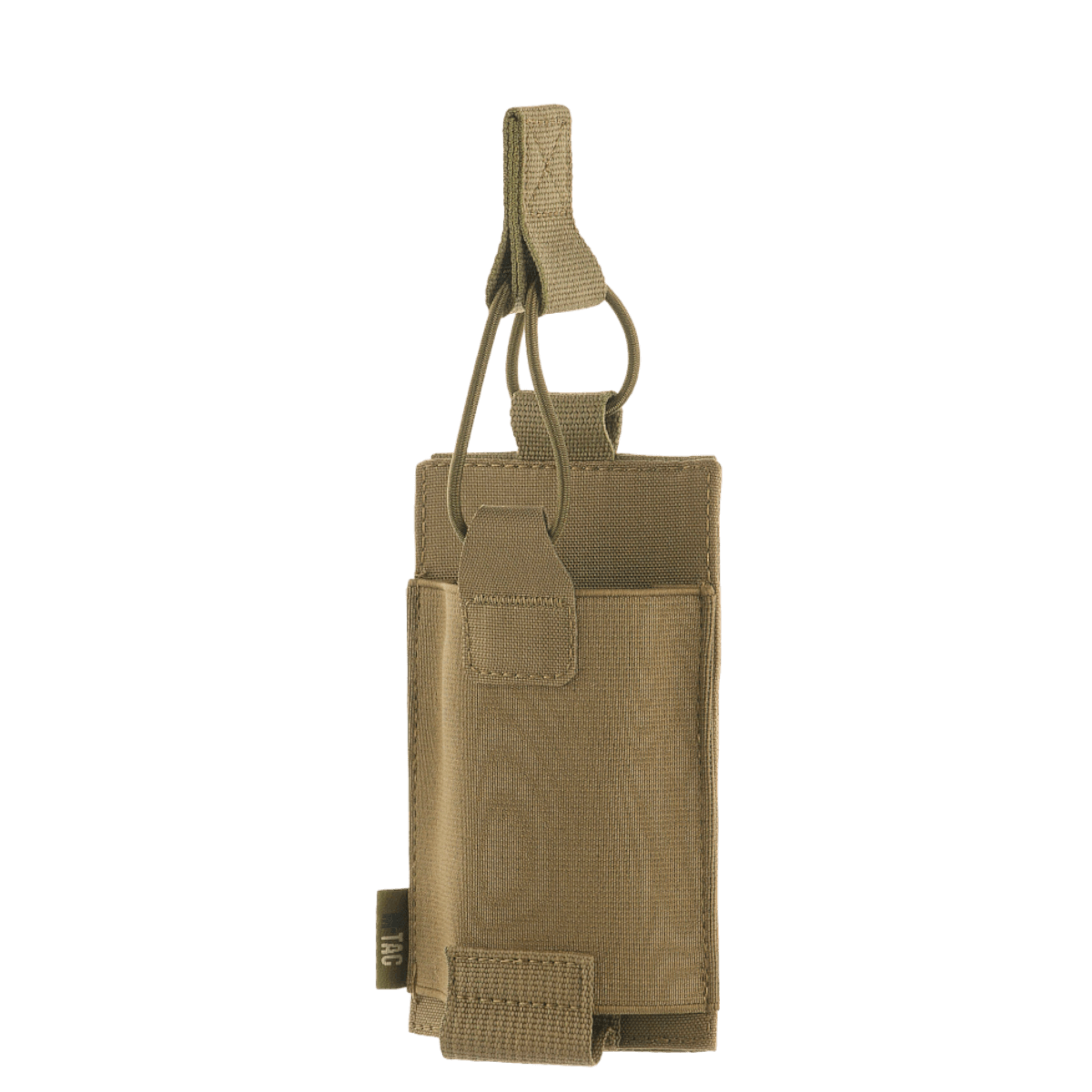 M-Tac elastinen lippatasku yhdelle lipalle Elite Cordura coyote, elastinen kiinnitys, kestävä materiaali, tekninen näkymä, galleria-asento 1.