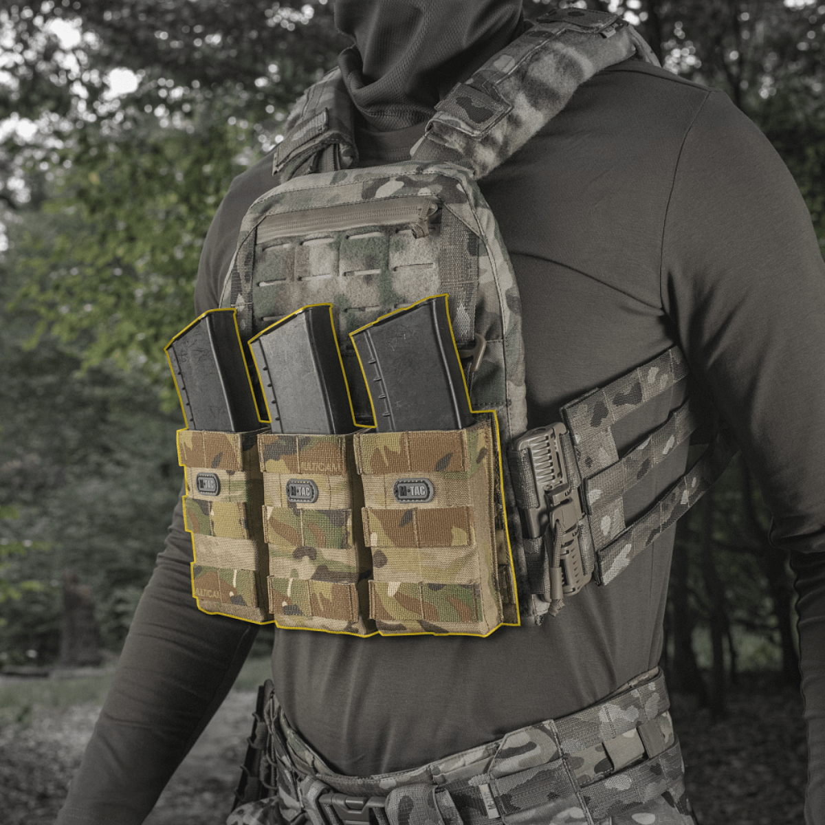 M‑Tac Front Panel Cuirass QRS lehtikoteloilla, sotilastaktiikka‑varuste, kestävä muotoilu, MOLLE-yhteensopiva.