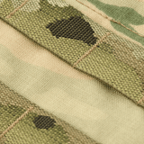 Yksityiskohtia M‑Tac Front Panel Cuirass QRS Cordura 500D:ssä, MOLLE-järjestelmä ja Woojin-koukut.
