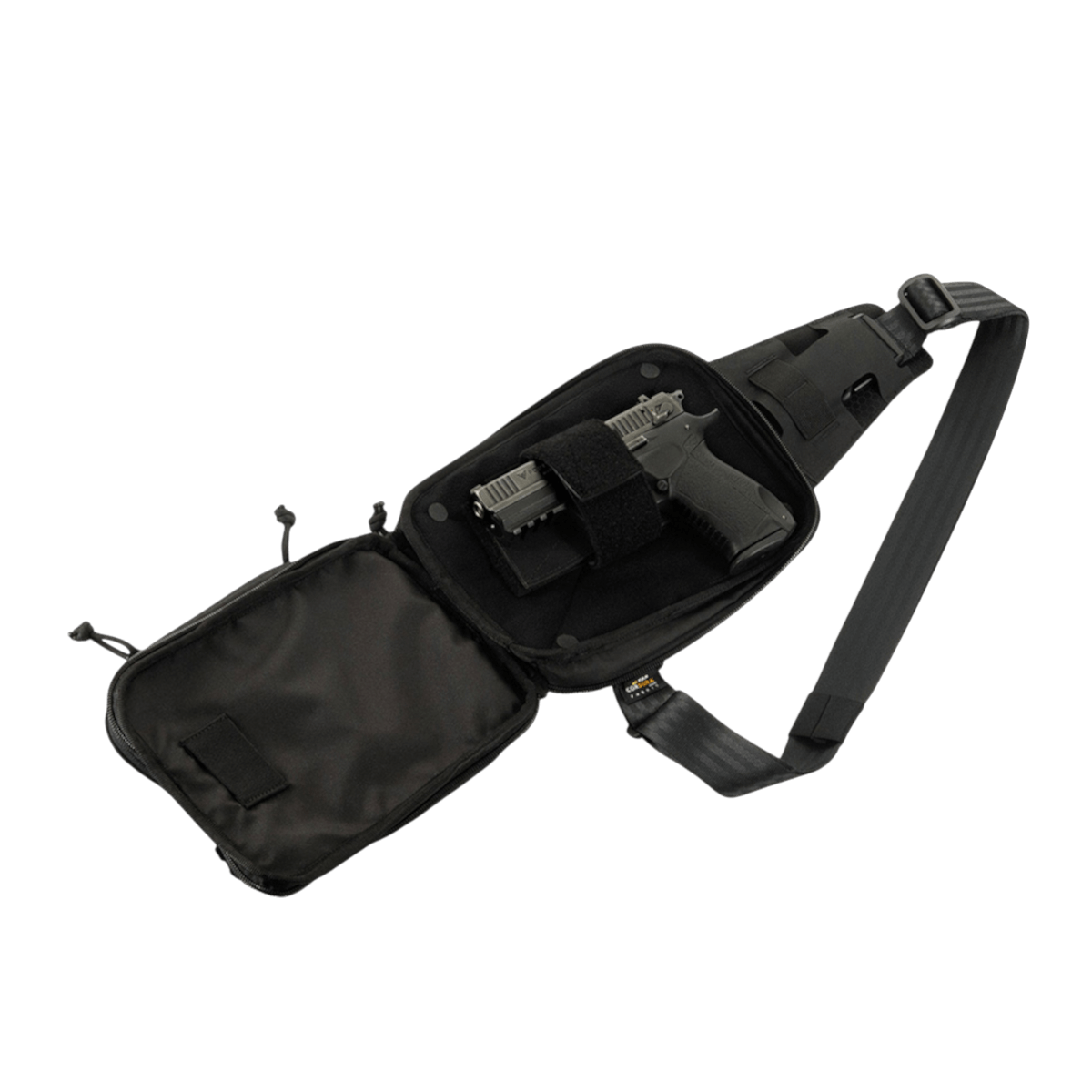 M-Tac Sling Pistoltaske Elite Hex säädettävällä olkahihnalla, valmistettu kestävästä Cordura-materiaalista, sopiva piilotettuun aseenkantoon.