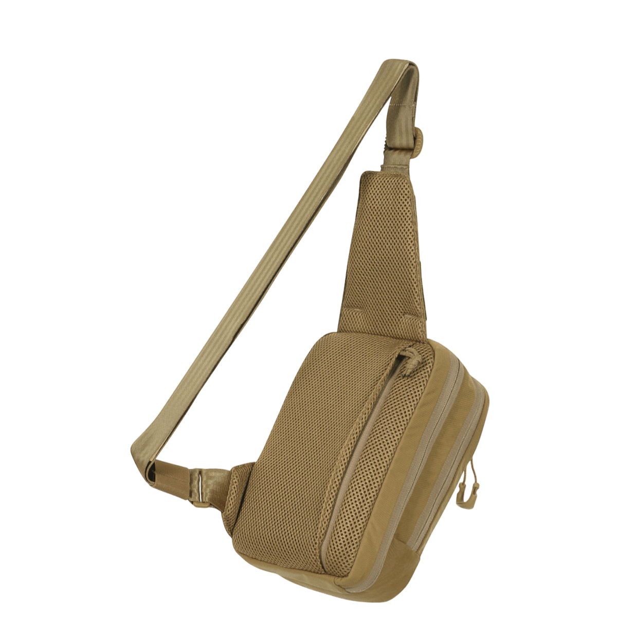M-Tac Sling Pistoltaske Elite Hex beige säädettävällä olkahihnalla, valmistettu kulutusta kestävästä Cordura 1000D:stä piilotetun aseen kuljetukseen.