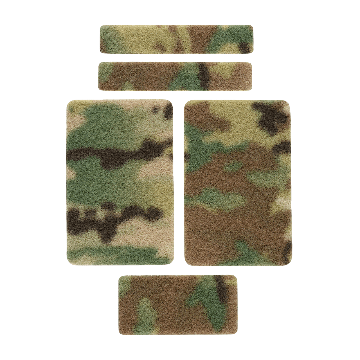 M-Tac Velcro-setti 5 kpl MULTICAM-maastokuviossa eri kokoja sisältyy. Sopii sotilaskäyttöön ja ulkoilmakäyttöön.