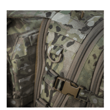 Lähikuva M-Tac Mission Pack Elite -repusta, Cordura 1000D camo-kuvio ja MOLLE LASER CUT-system.