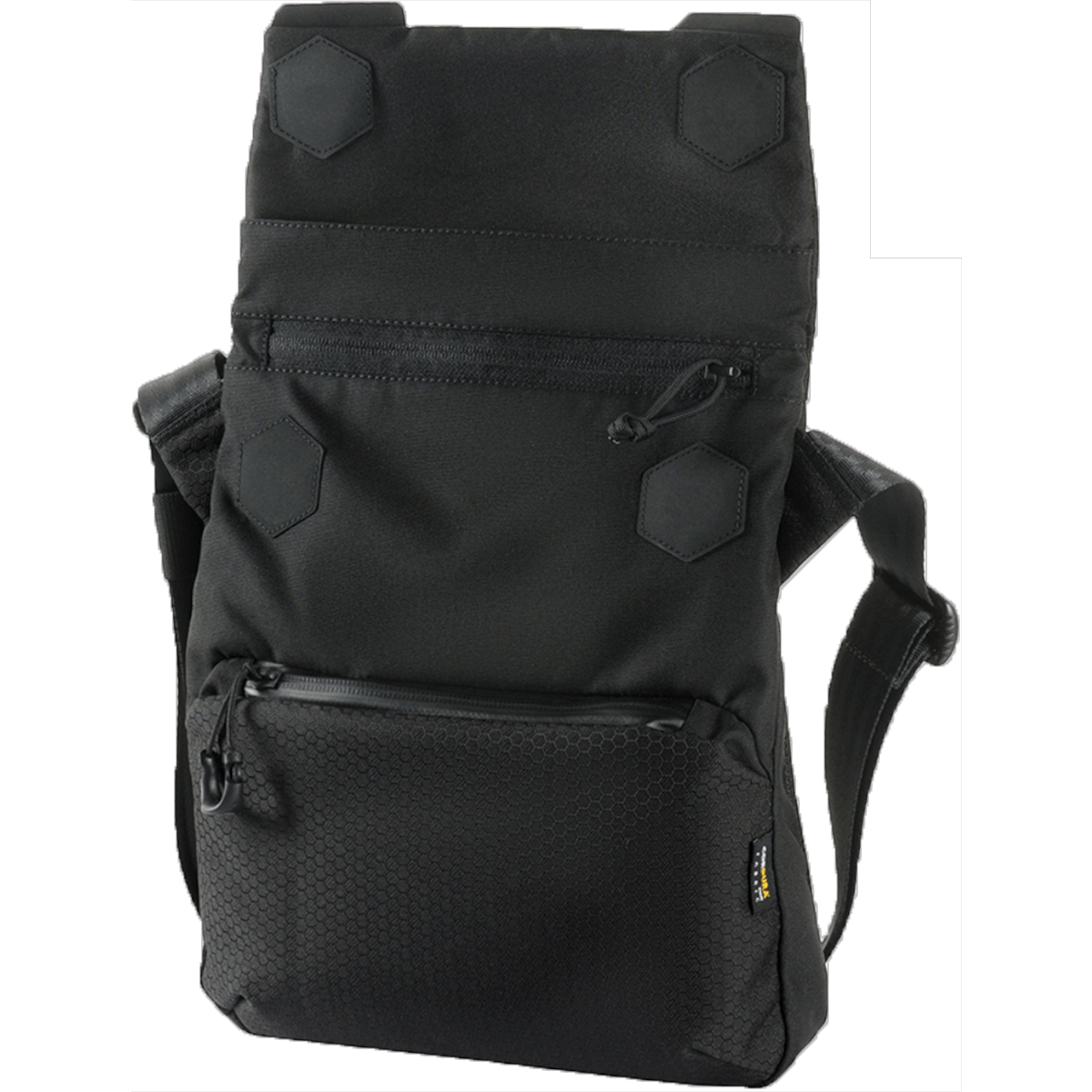 M-Tac Konvert Taske Elite mustana, säädettävällä olkahihnalla, valmistettu Cordura-materiaalista.