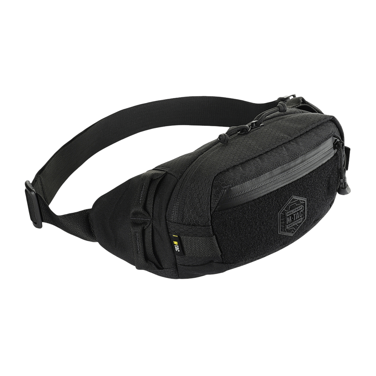 M‑Tac Bæltetaske Elite Hex musta, Cordura 500D, kaksi lokeroa ja vesitiiviit YKK-vetoketjut, sopii arki- ja taktiseen käyttöön.