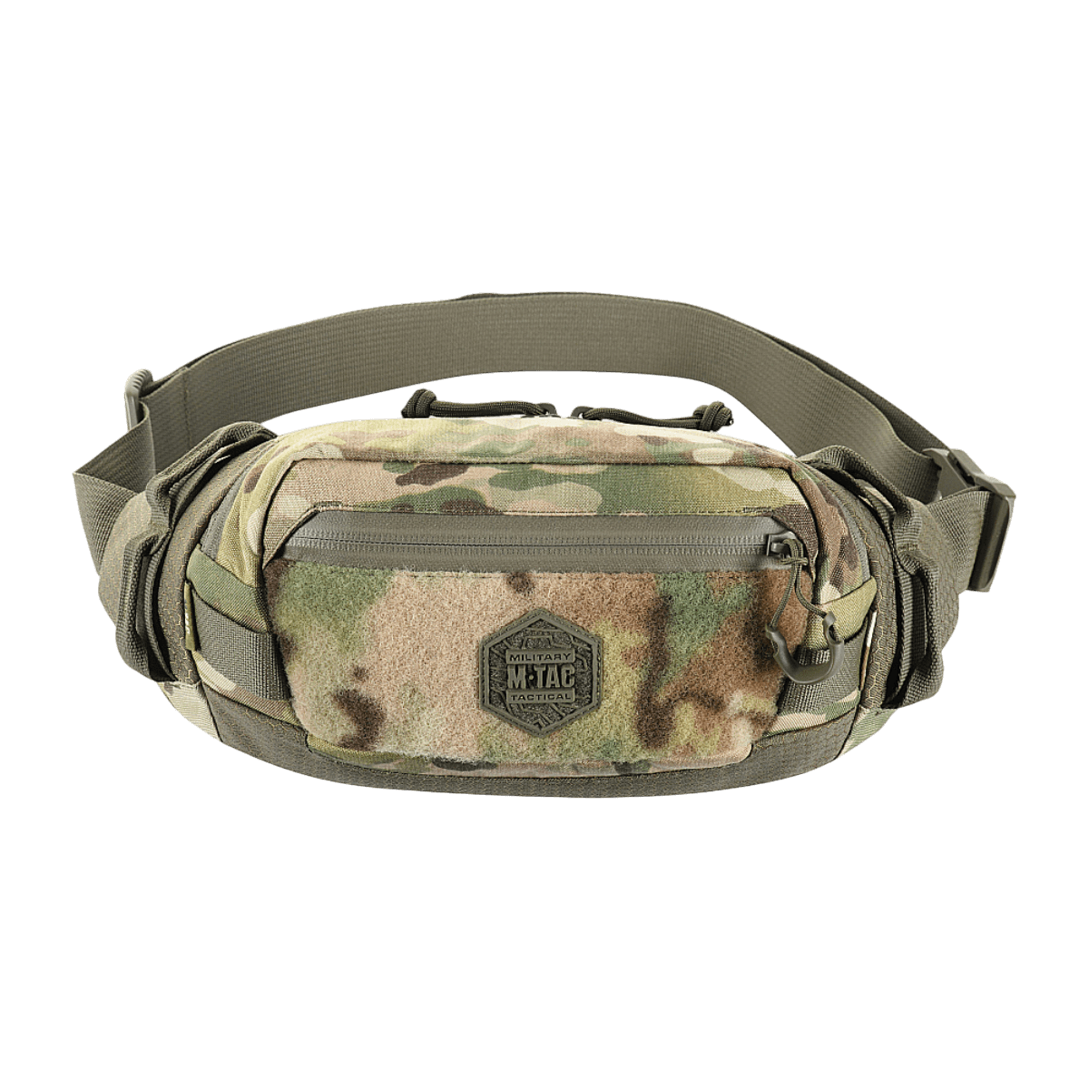 M‑Tac Elite Hex -vyölaukku camo-kuosissa, tehty Cordurasta, YKK-vetoketjut ja Woojin-soljet, sopii arkeen tai taktiseen käyttöön.