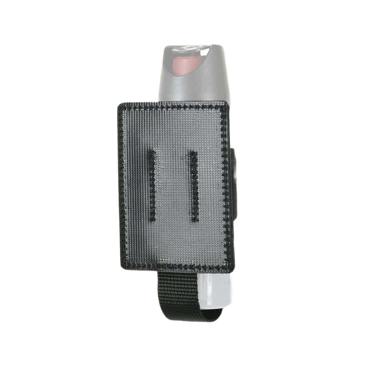 M-Tac modulaarinen pepperspray-indsats elastisella hihnalla ja Velcrolla järjestelyyn, asennettuna laukkuun helppoa käyttöä varten.