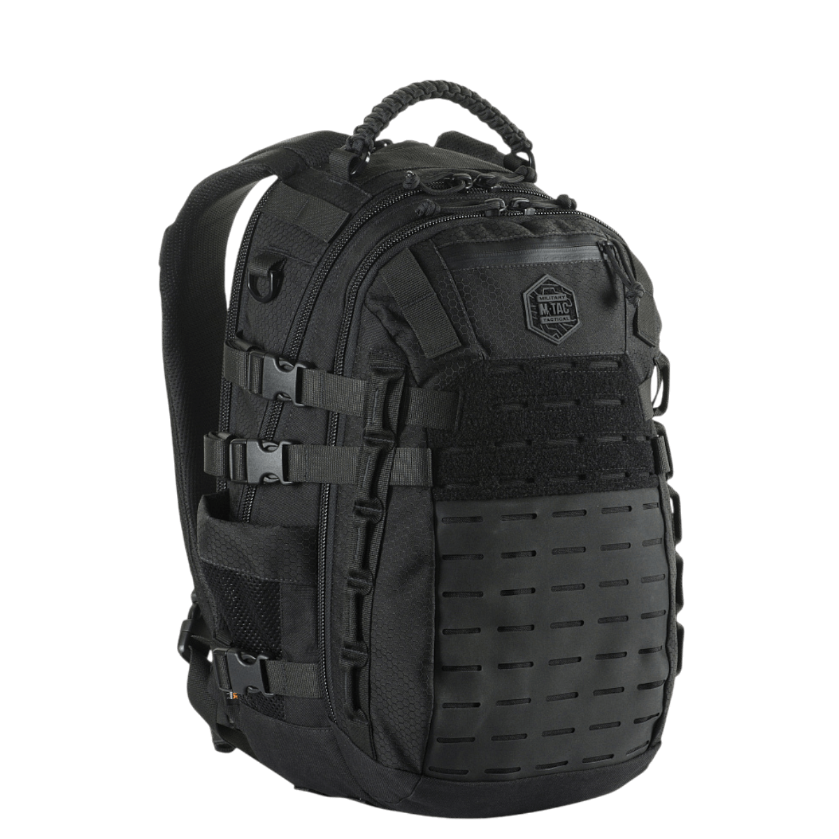 M-Tac Mission Rygsæk Elite Hex Cordura-materiaalia, MOLLE-järjestelmä, ergonominen muotoilu kestävyyteen ja toiminnallisuuteen.
