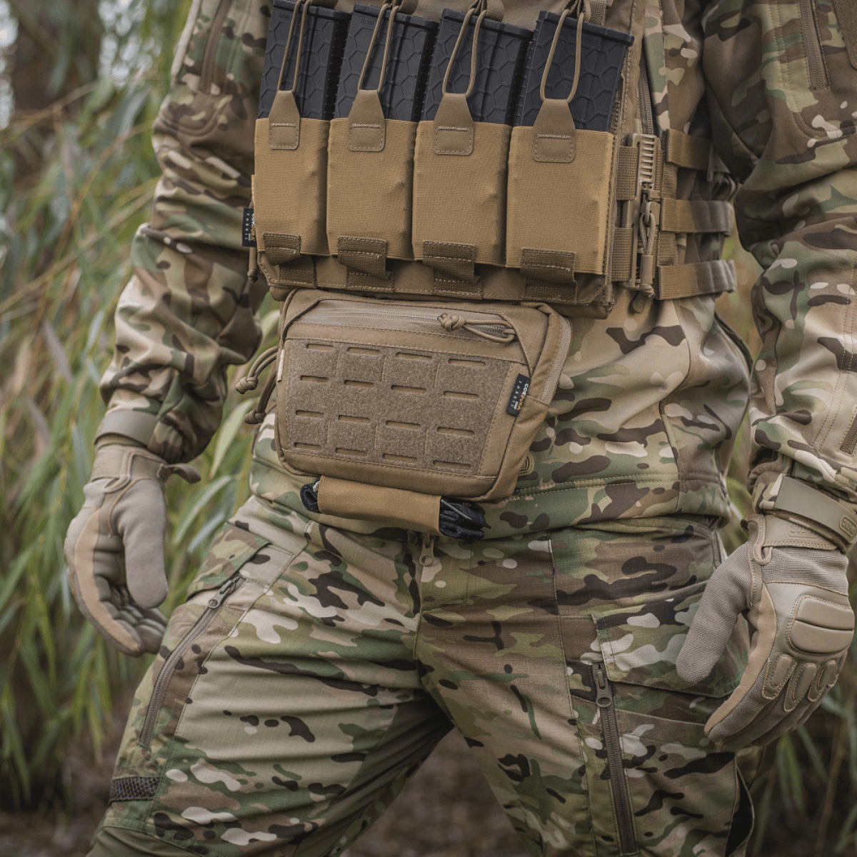 M-Tac Lomme til Tilbehør Lower Large Elite Plate Carrier, kulutusta kestävä Cordura 500D, MOLLE-järjestelmä ja toiminnallinen vetoketjutasku, galleria-asento 1.