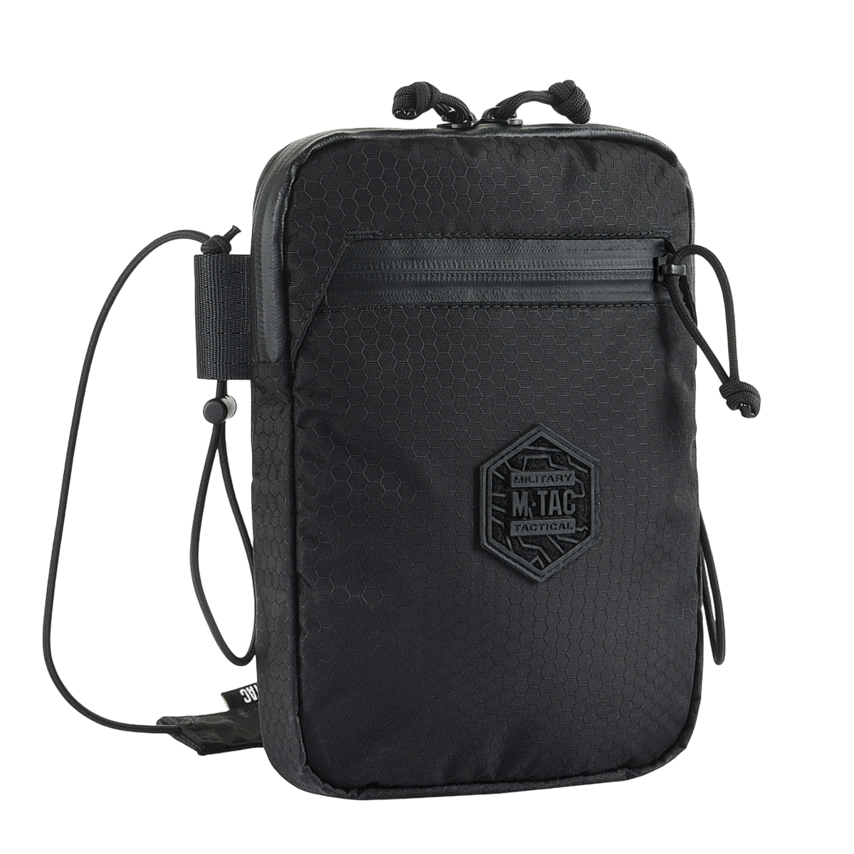 M-Tac Pocket Bag Elite HEX musta, kompakti, varustettu kestävillä YKK-vetoketjuilla. Sopii EDC-varusteille, avaimille ja asiakirjoille. Vankka ja kulutuskestävä.