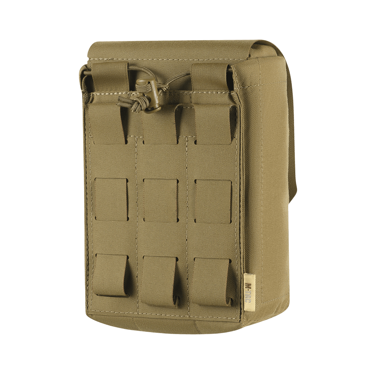 M-Tac Medic Pouch Vertical Large Elite laukku kestävästä Cordura 500D:stä MOLLE‑liitännällä, suunniteltu nopeaan pääsyyn ensiapuvälineisiin.