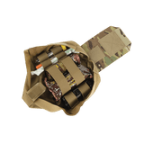 M‑Tac Medic Pouch Vertical Large Elite ensiapuvälineillä, kestävä Cordura 500D -muotoilu camo‑kuosissa.