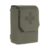 Vihreä M-Tac Medic Pouch Vertical Large Elite, lääkintälaukku kestävästä Cordura 500D -materiaalista, turvallinen säilytys ja nopea pääsy.