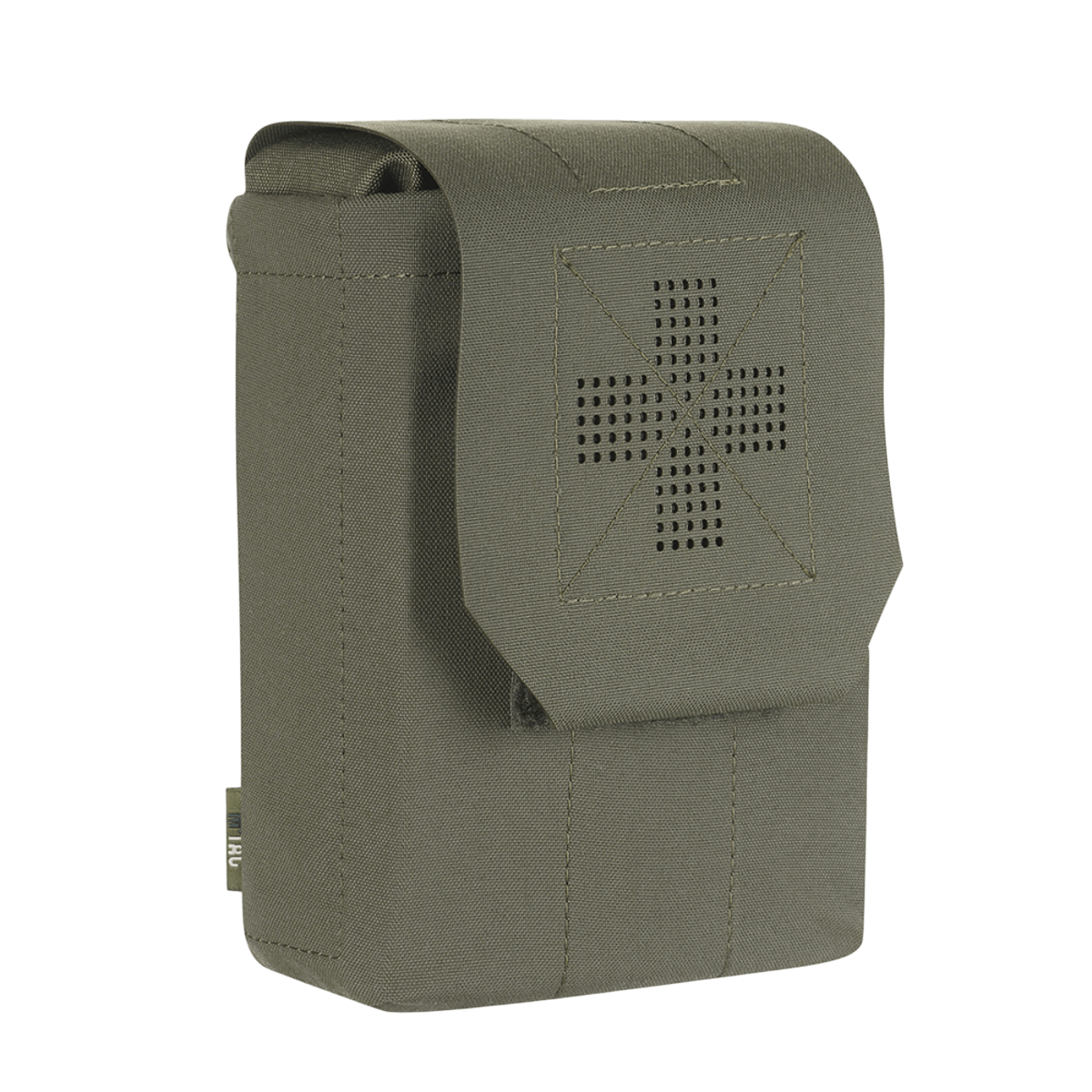 Vihreä M-Tac Medic Pouch Vertical Large Elite, lääkintälaukku kestävästä Cordura 500D -materiaalista, turvallinen säilytys ja nopea pääsy.